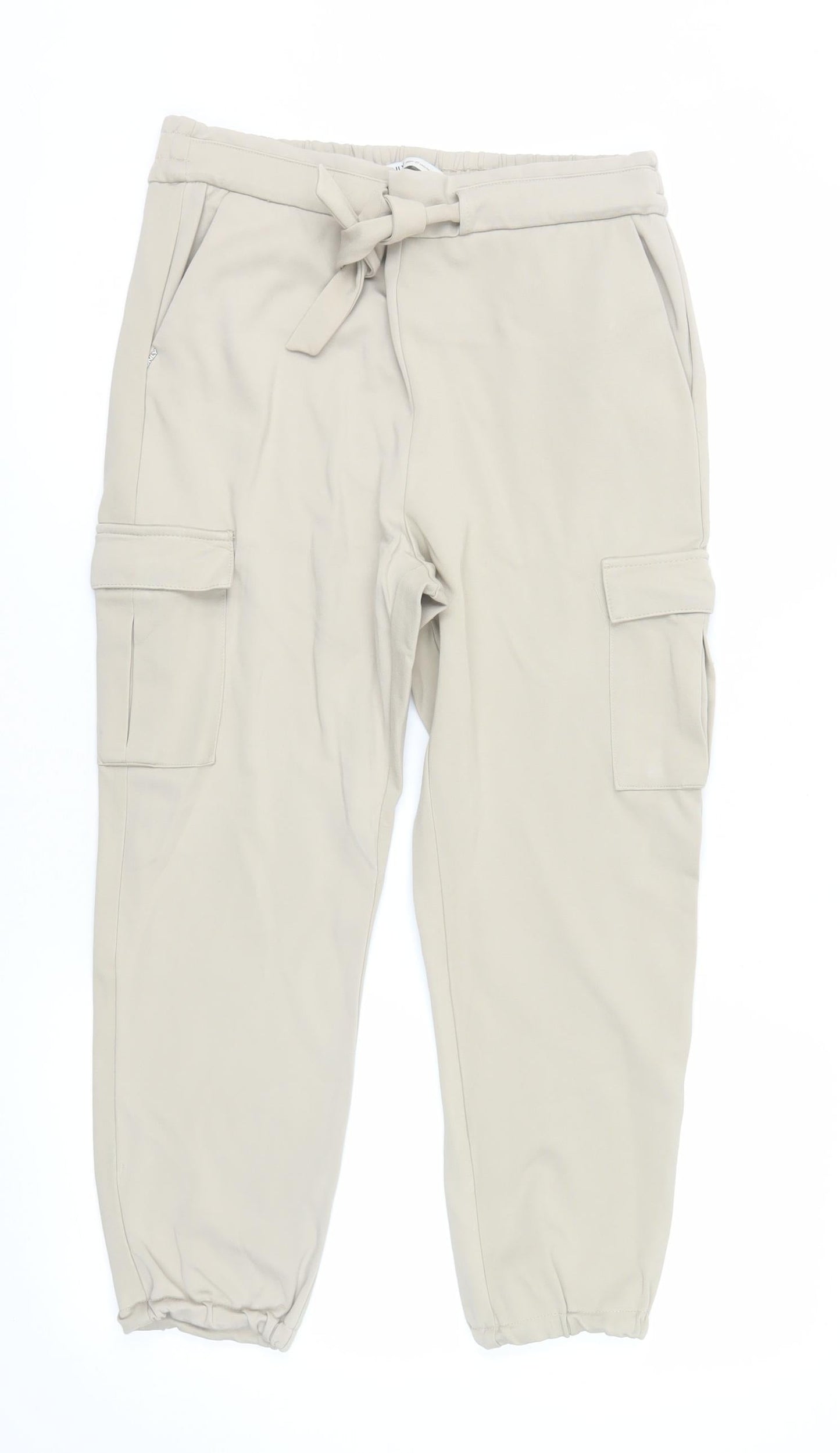 ONLY Women’s Beige Cargo Trousers Belted Regular Fit Size M