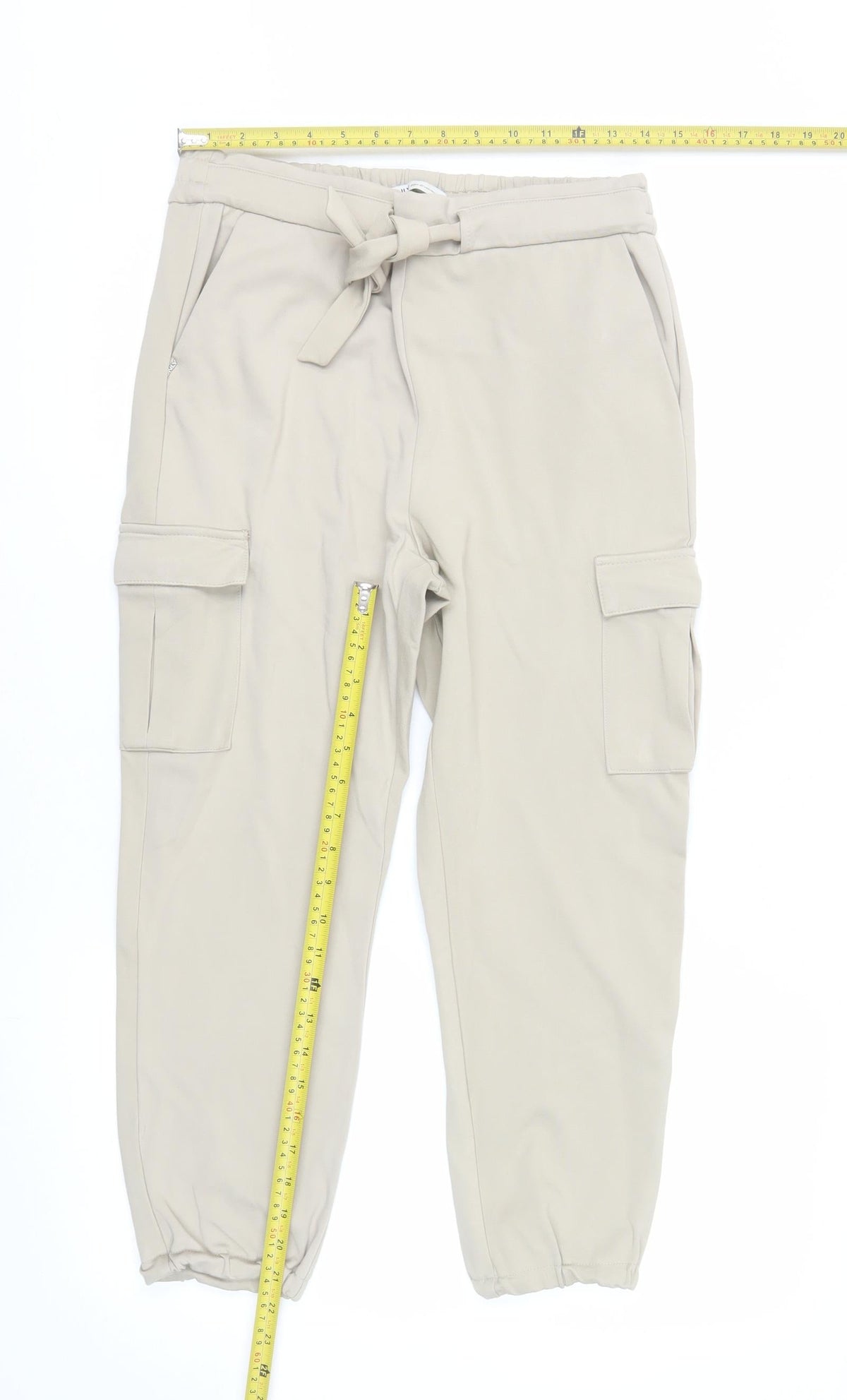 ONLY Women’s Beige Cargo Trousers Belted Regular Fit Size M