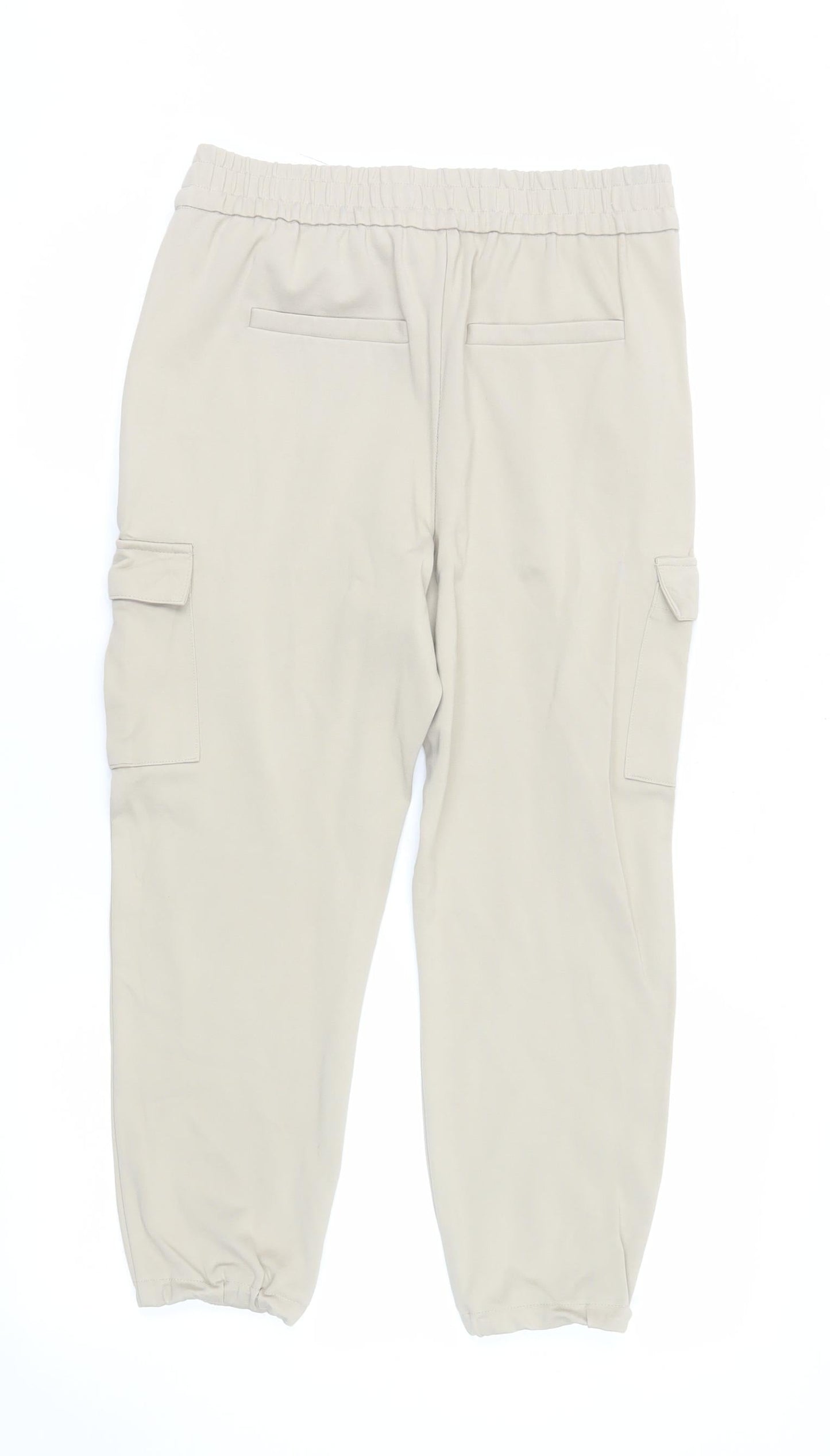 ONLY Women’s Beige Cargo Trousers Belted Regular Fit Size M