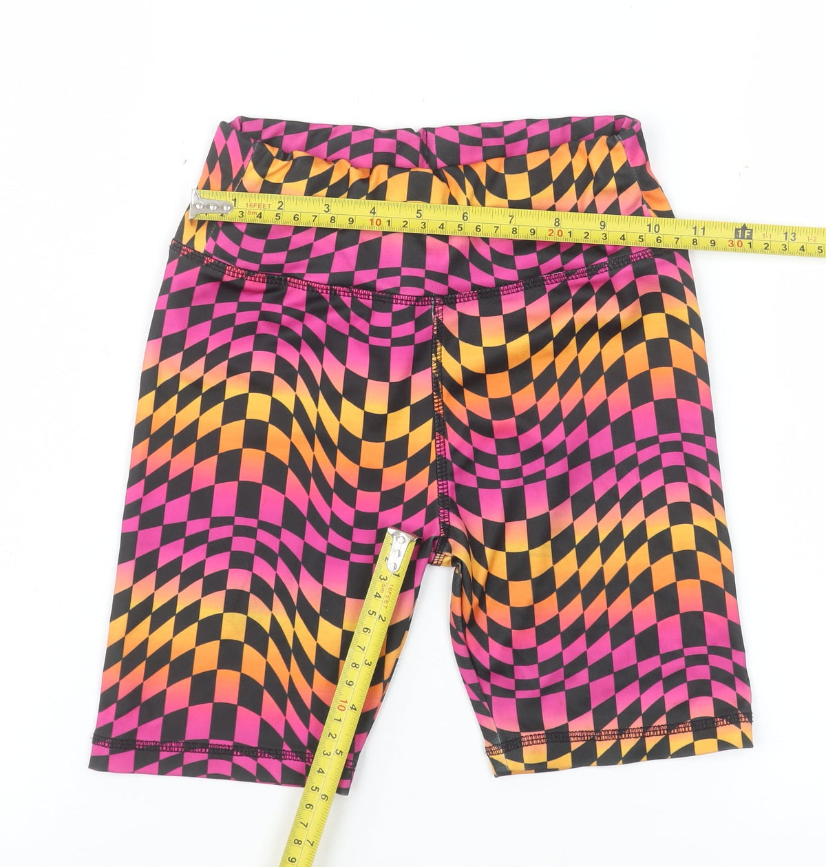 Dunnes Stores Girls Black Multi Biker Shorts 7-8 Years Polyester Stretch