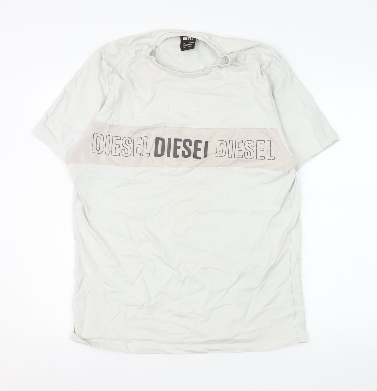 Diesel Men's White XL Graphic Logo Cotton T-Shirt