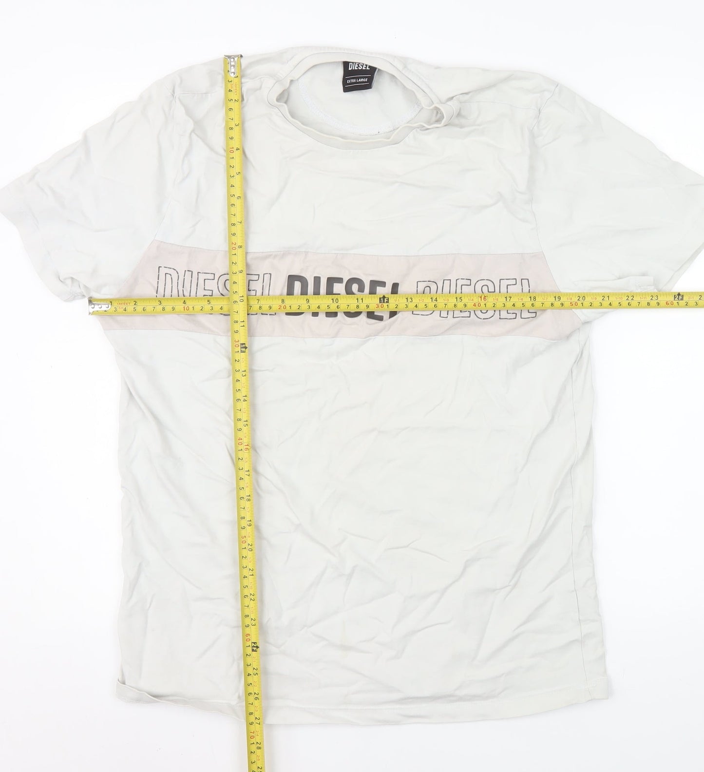 Diesel Men's White XL Graphic Logo Cotton T-Shirt