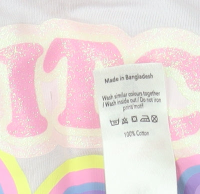 Disney Stitch Girls Pink T-Shirt by George 9-10 Years Cotton Graphic Top