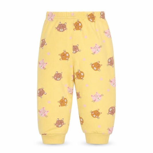 Primark Unisex Baby Yellow Cat Print Cotton Jogger Trousers 12-18 Months