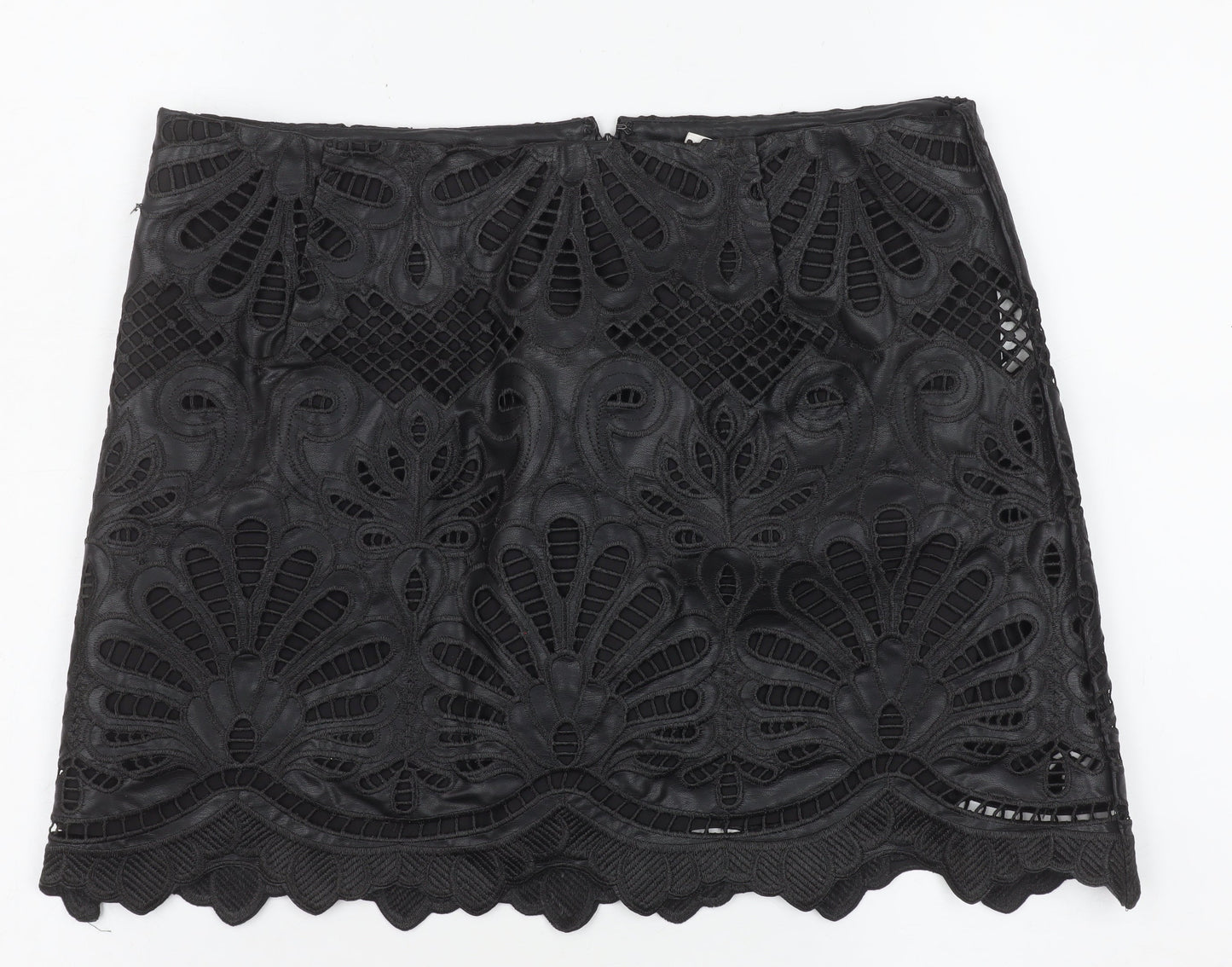 H&M Women's Black Lace Embroidered Pencil Skirt Size 12