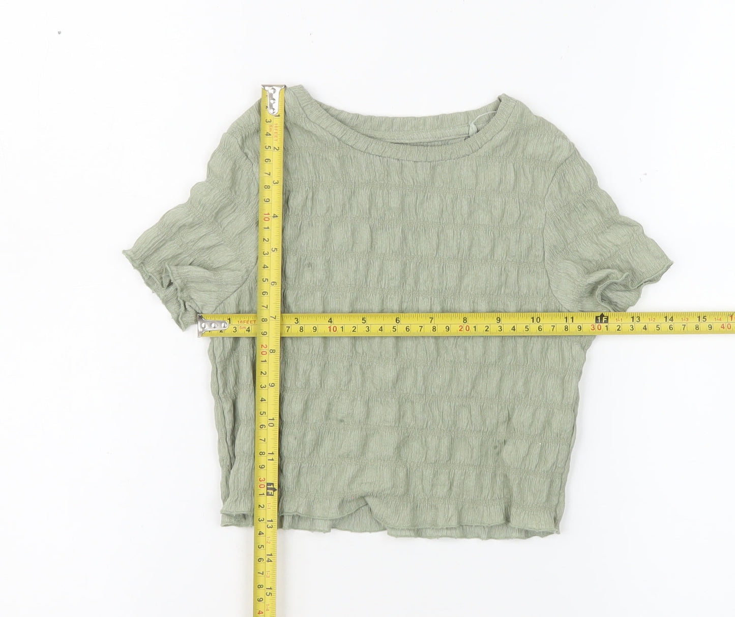 Next Girls Green 5 Years Textured Short Sleeve Basic T-Shirt
