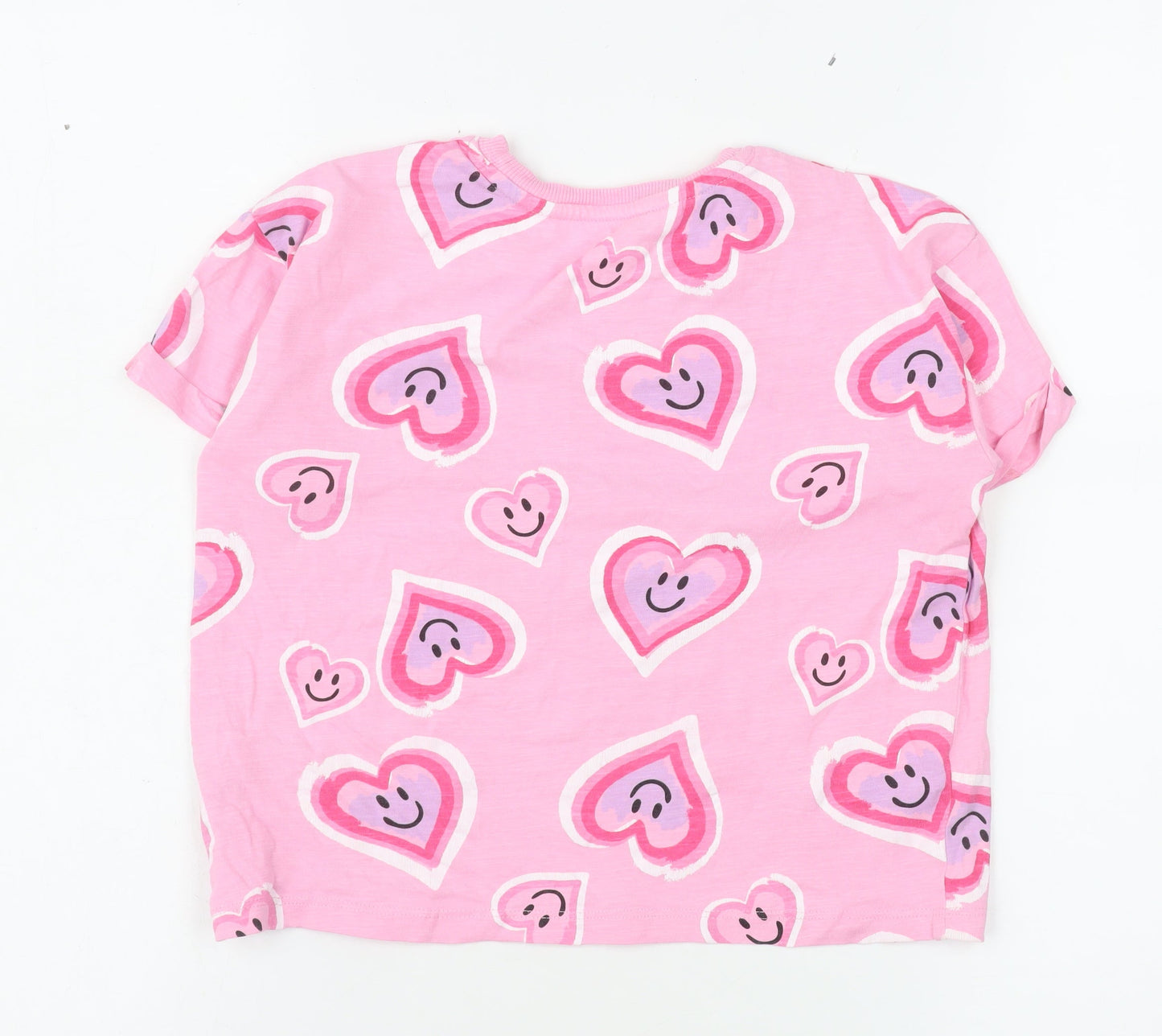 Dunnes Stores Girls Pink Heart Print Cotton T-Shirt 4-5 Years