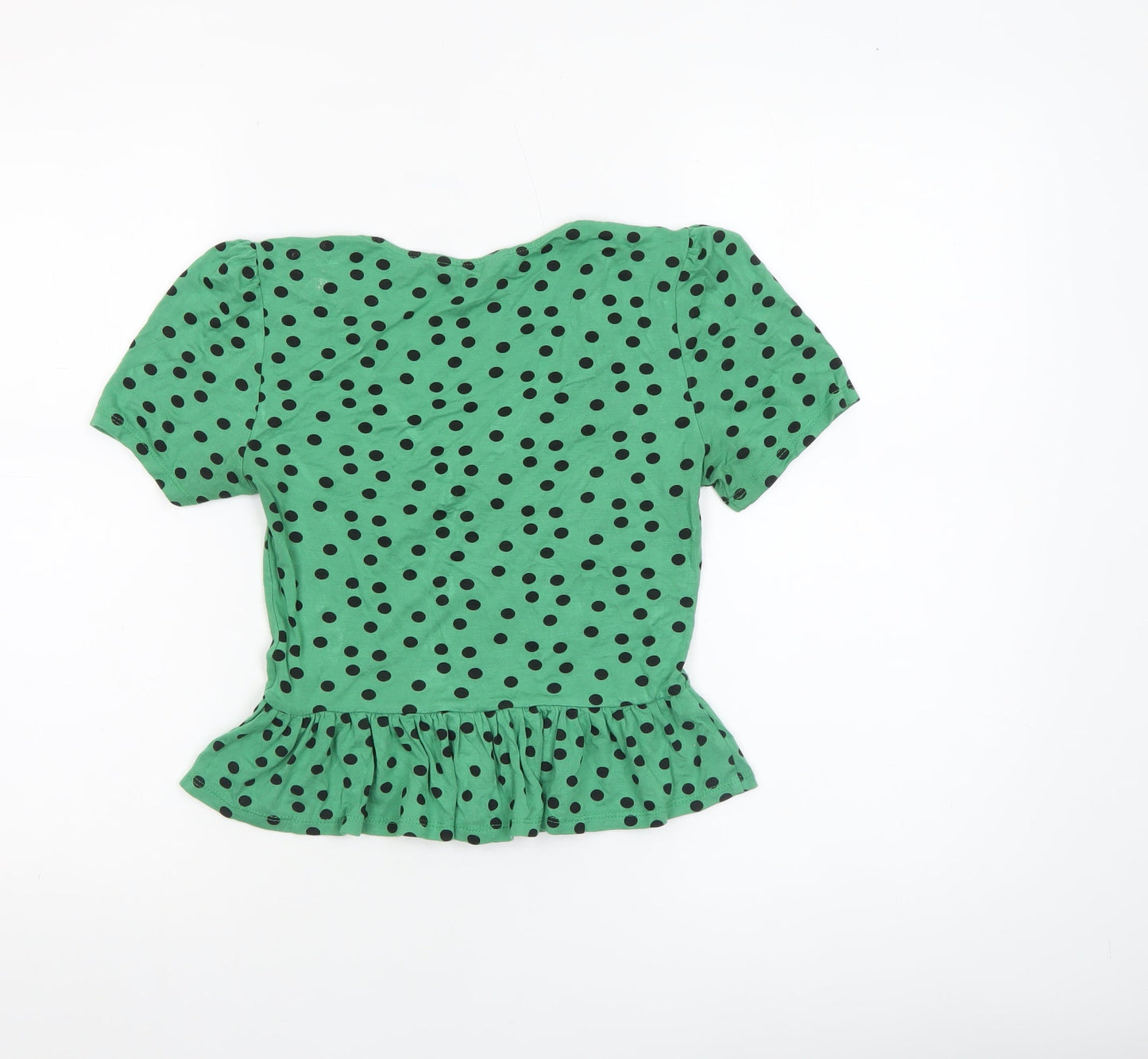 Miss Selfridge Petites Green Polka Dot Cropped Blouse UK 4