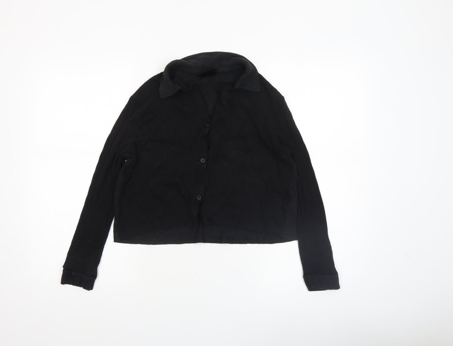 Firetrap Women's Black Cropped Button-Up Shirt Size 14