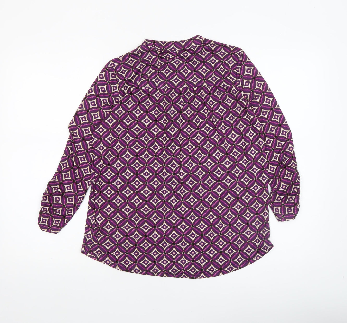 Kate & Pippa Women Purple Geometric Long Sleeve Blouse Size S