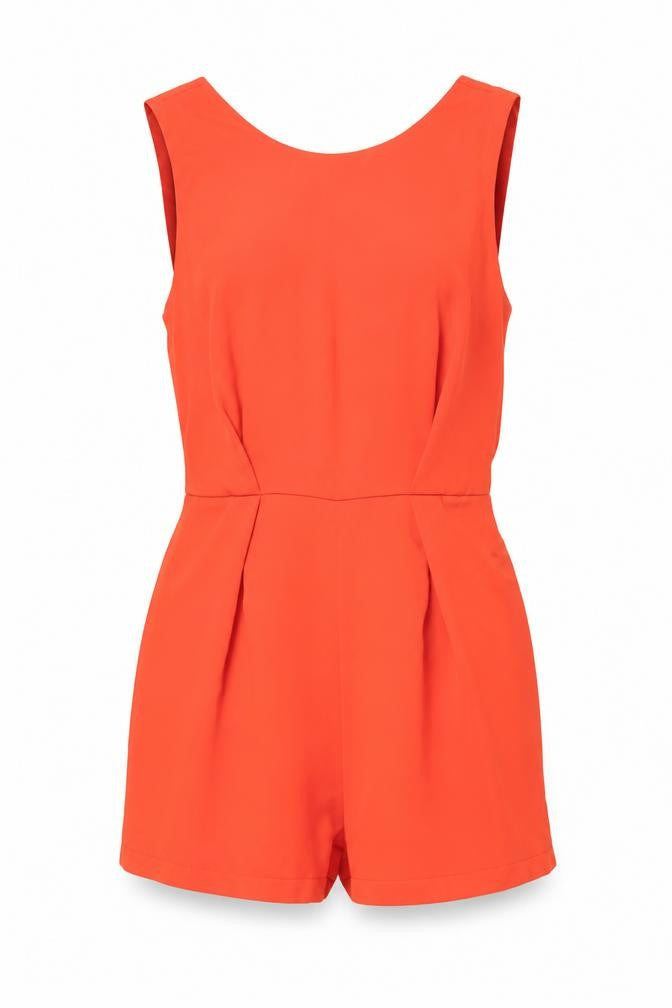 Topshop Women's Red Sleeveless Lace Back Playsuit Size 10