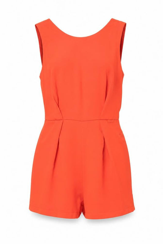Topshop Women's Red Sleeveless Lace Back Playsuit Size 10