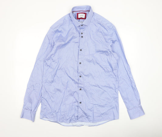 Icon for Men Blue Geometric Cotton Long Sleeve Dress Shirt XL
