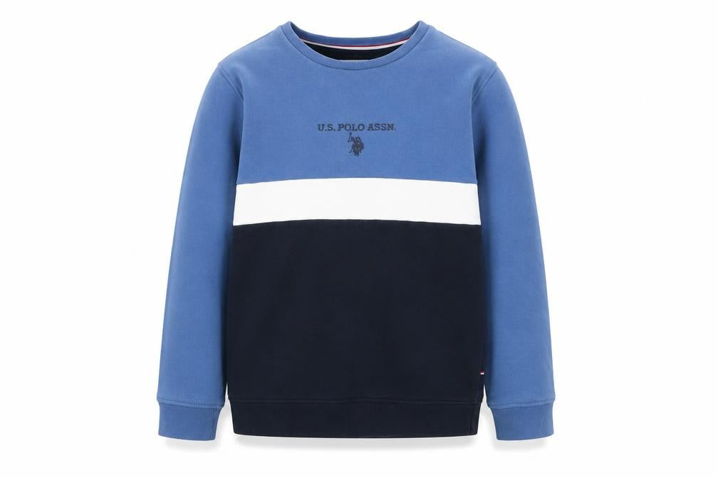 U.S. Polo Assn. Boys Blue Colourblock Pullover Sweatshirt 8-9 Years