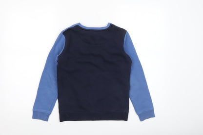 Close-up detail of U.S. Polo Assn. boys’ blue colourblock pullover sweatshirt 8-9 years