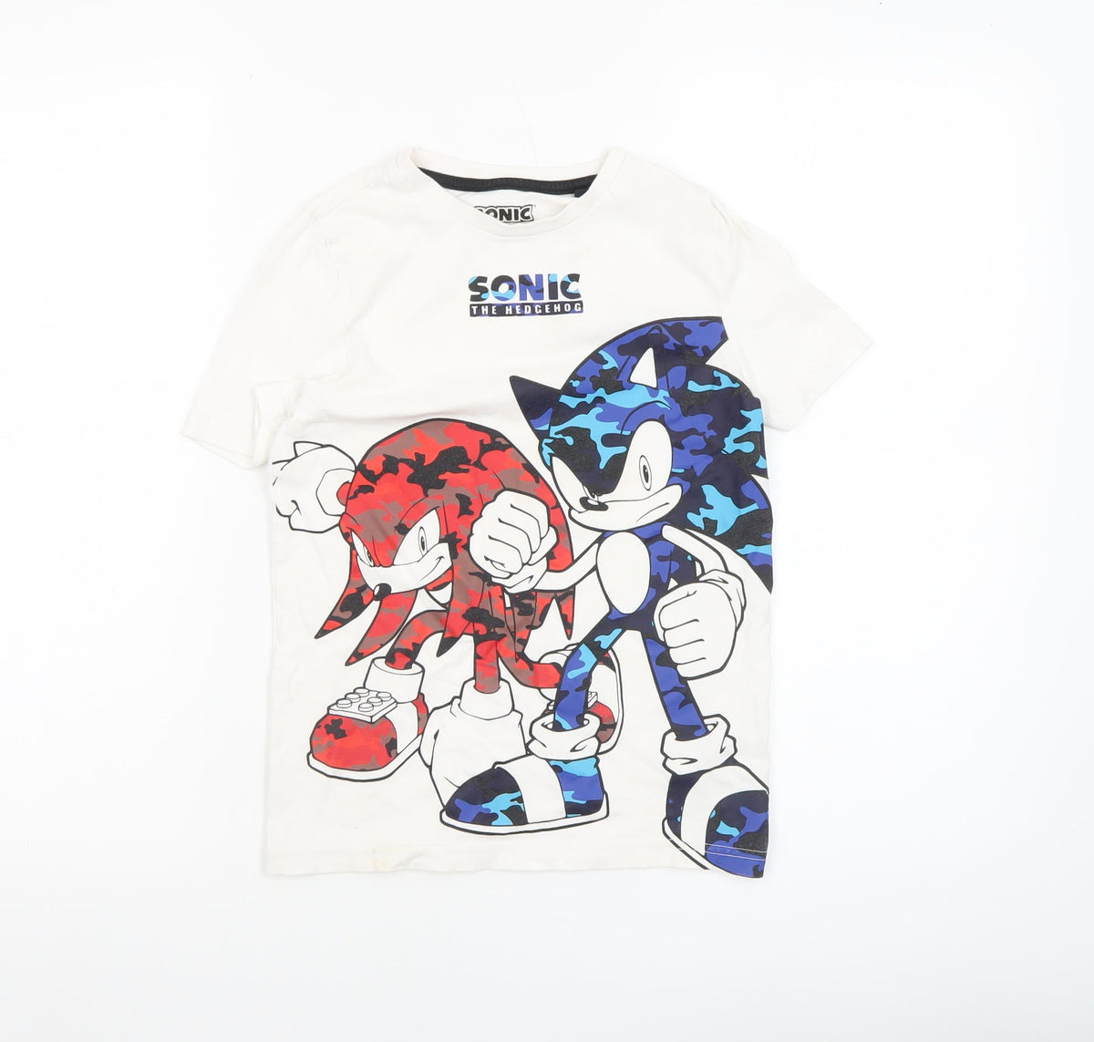 Sonic The Hedgehog Boys White 7-8 Years Graphic Cotton T-Shirt