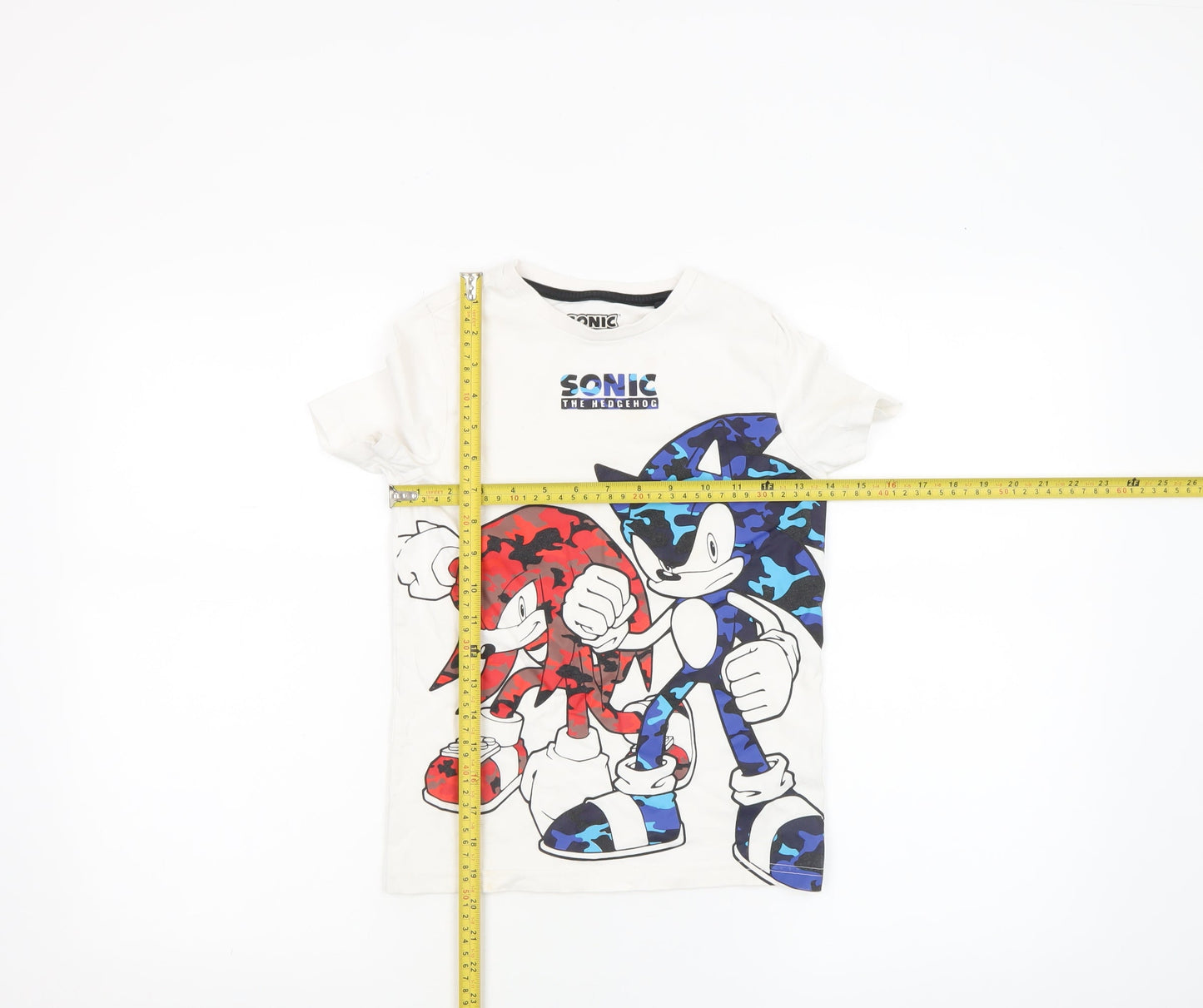 Sonic The Hedgehog Boys White 7-8 Years Graphic Cotton T-Shirt