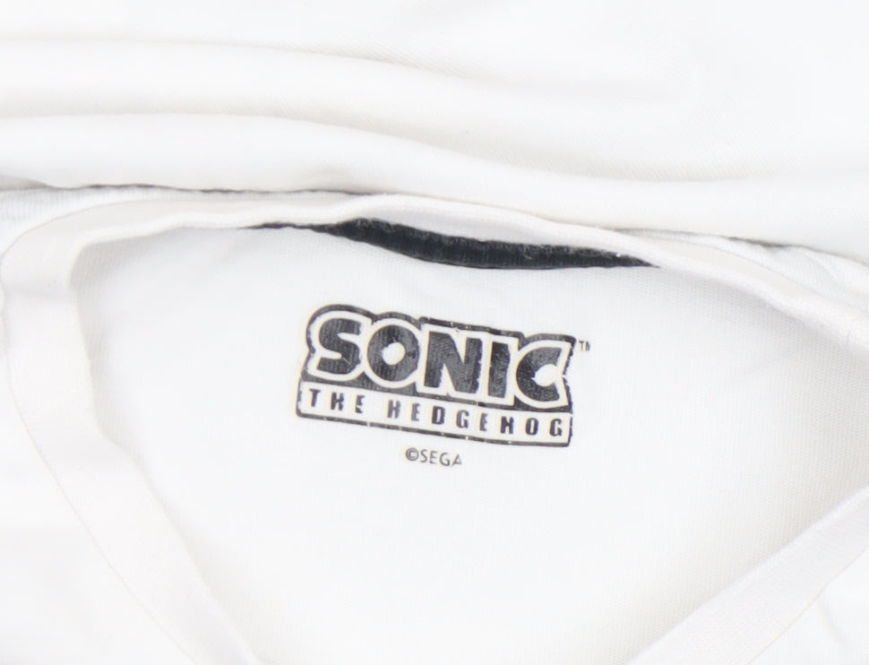 Sonic The Hedgehog Boys White 7-8 Years Graphic Cotton T-Shirt