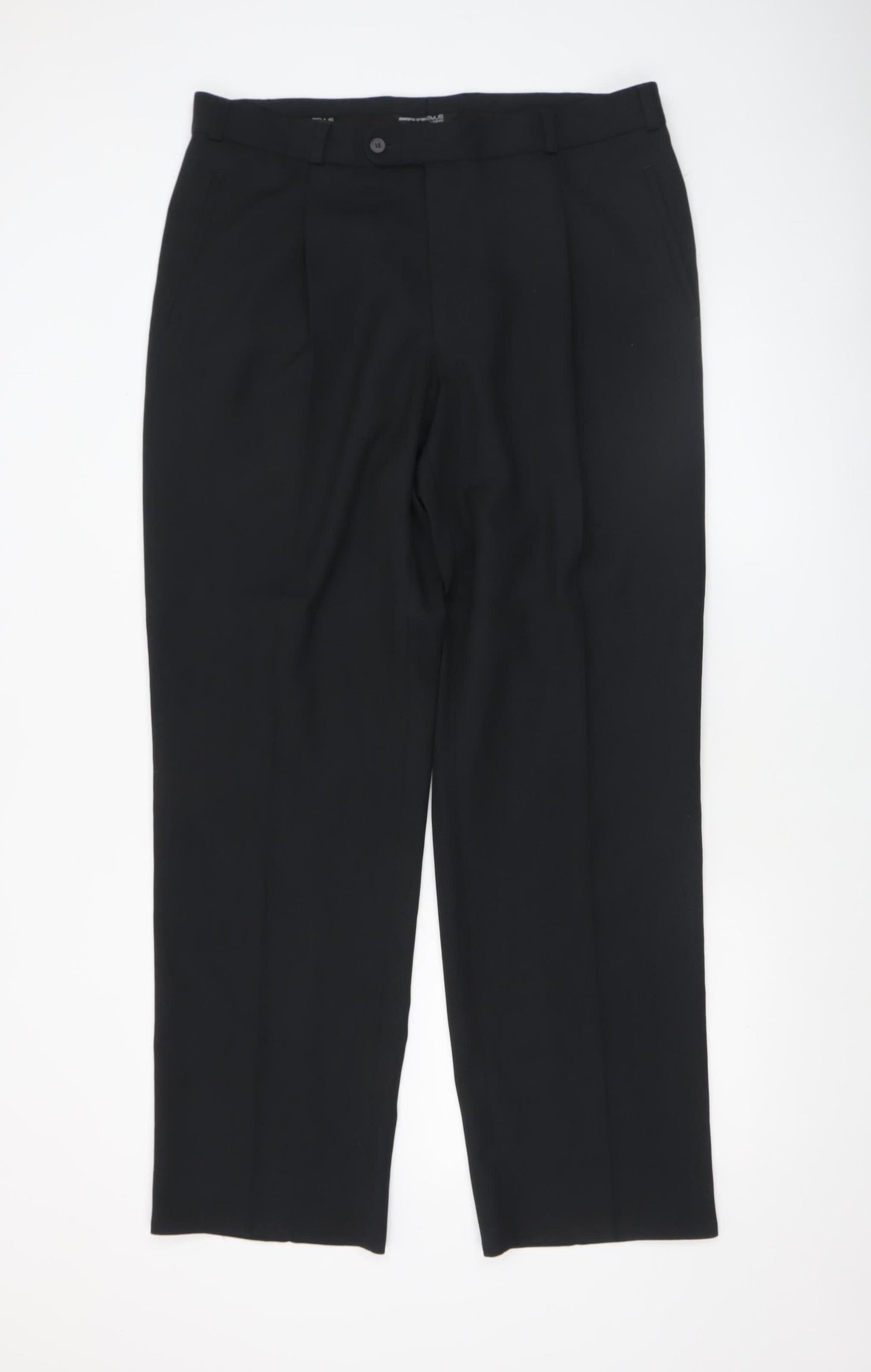 Remus Uomo Men's Black Wool Blend Formal Dress Pants 38L