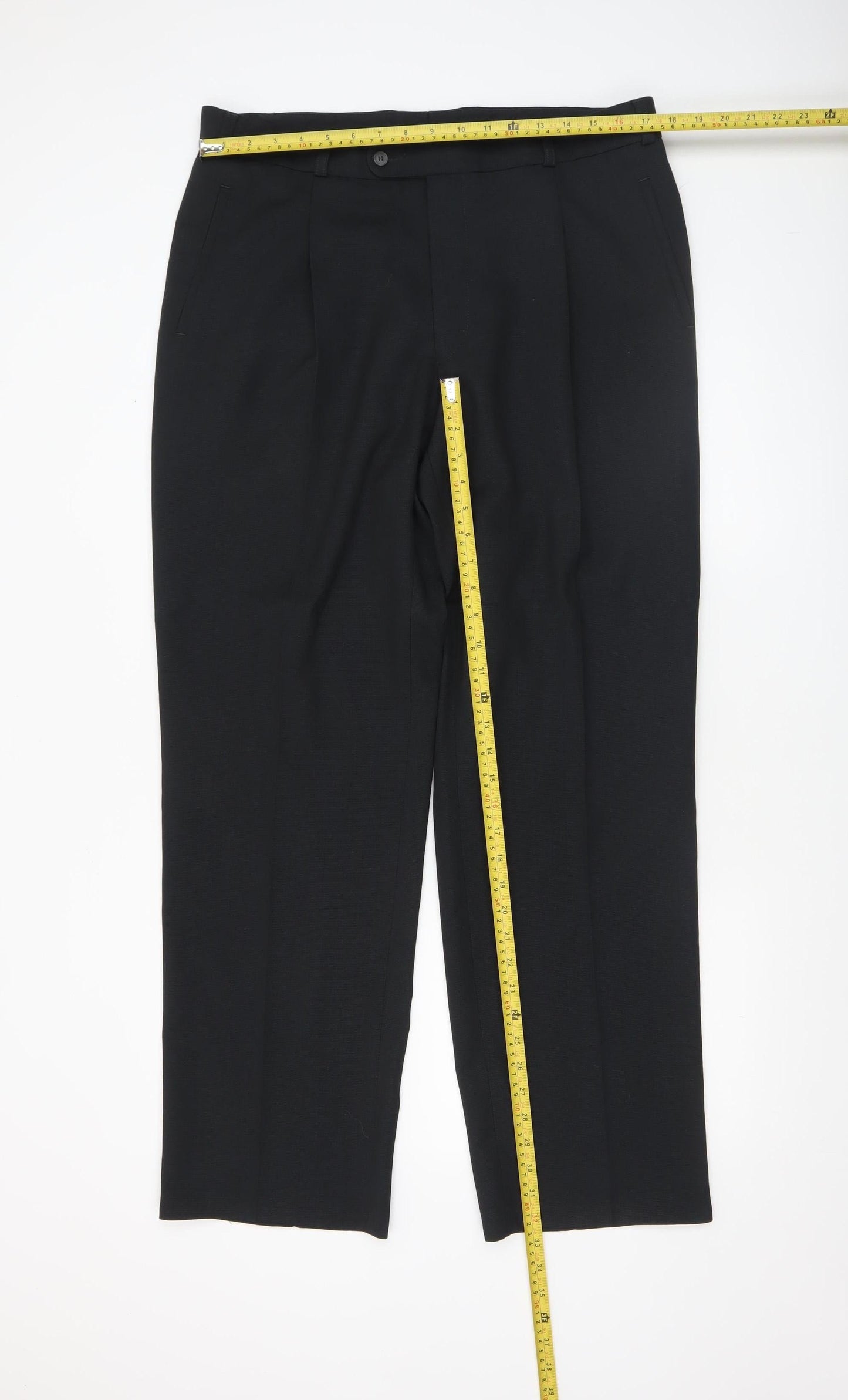 Remus Uomo Men's Black Wool Blend Formal Dress Pants 38L