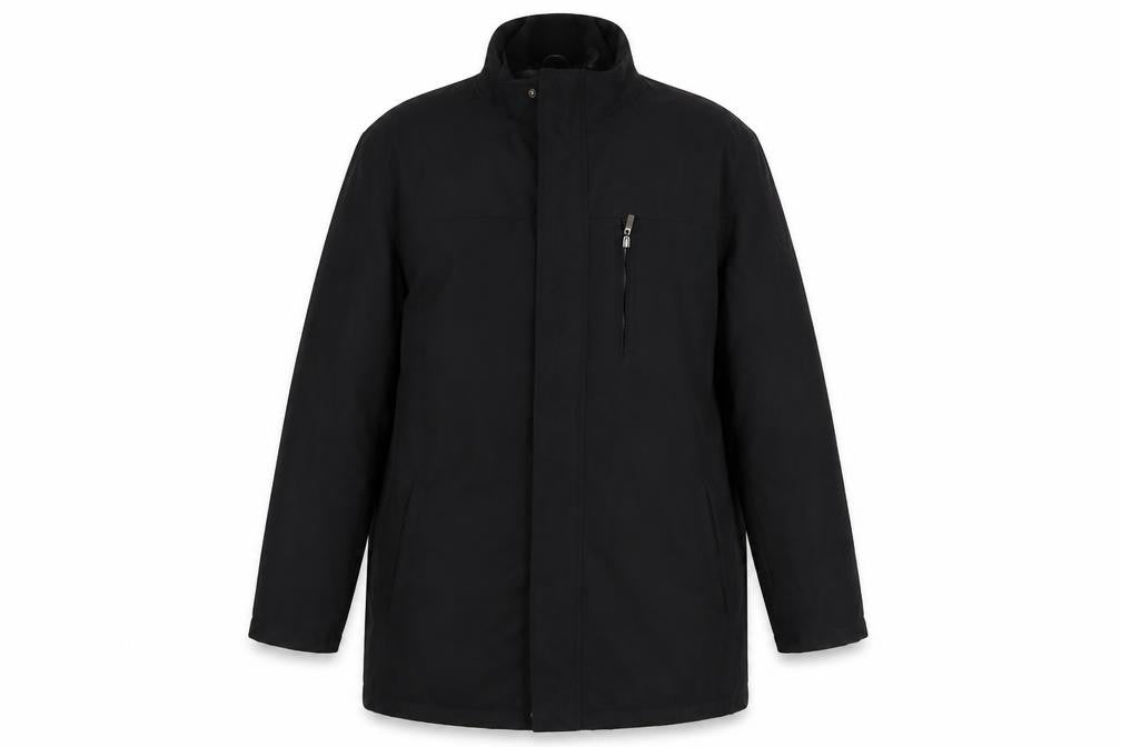 Thomas Nash Men's Black XL Mid-Length Zip Coat