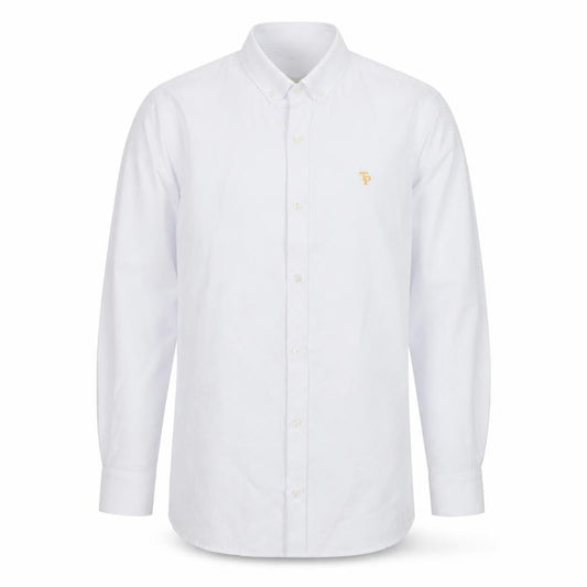 Tom Penn Men's White Small Cotton Blend Long Sleeve Dress Shirt