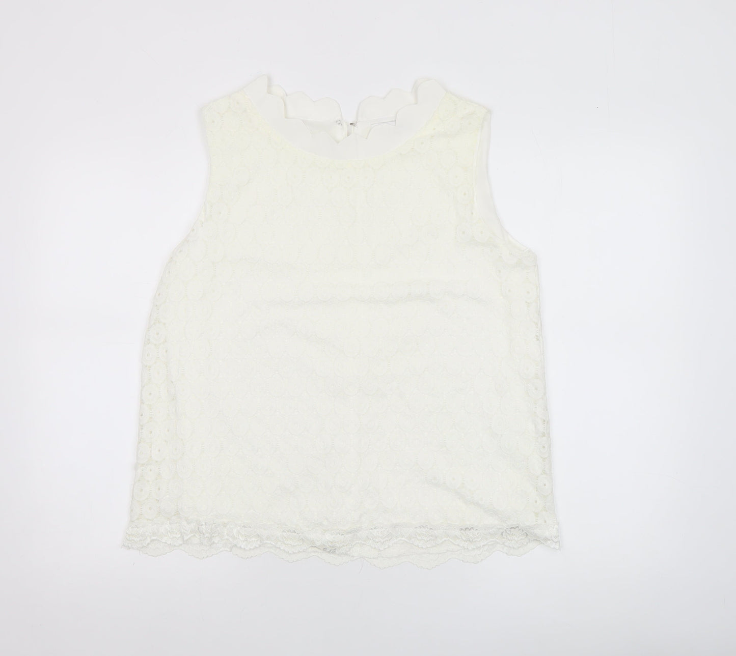 Marc Angelo Women’s Ivory Lace Sleeveless Blouse Size 16