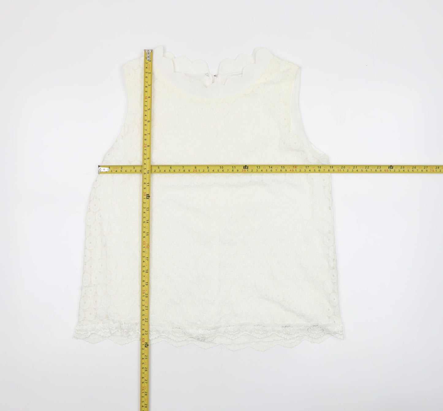 Marc Angelo Women’s Ivory Lace Sleeveless Blouse Size 16