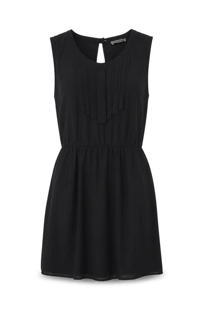 Nümph Women’s Black Sleeveless Shift Dress Size 14 Lightweight Pleated