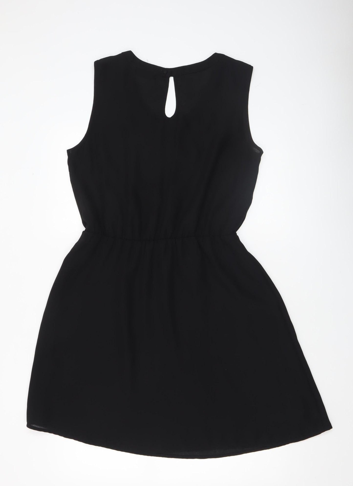 Nümph Women’s Black Sleeveless Shift Dress Size 14 Lightweight Pleated
