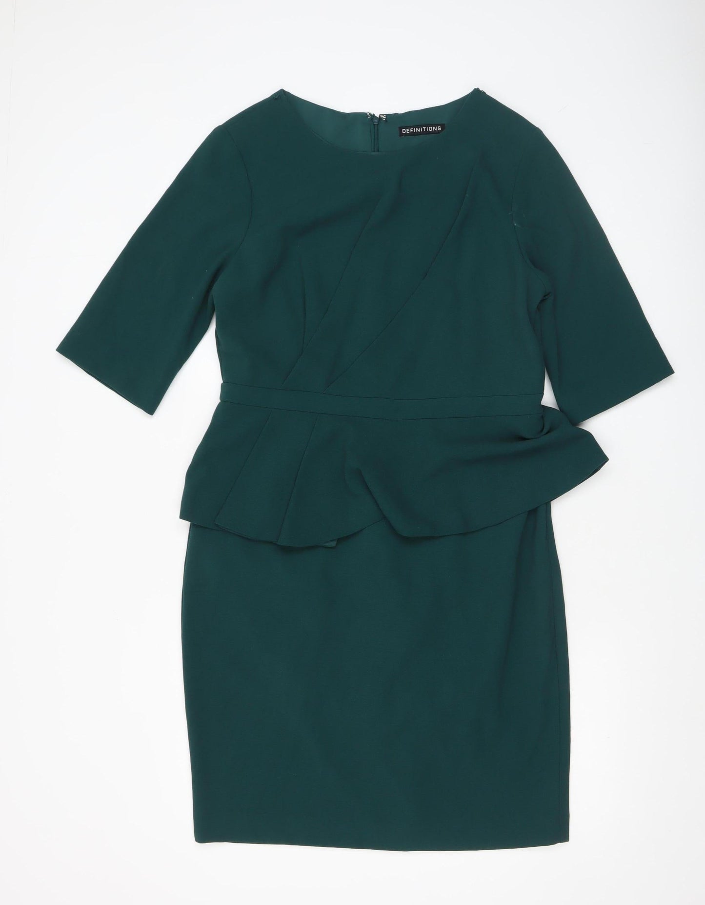Definitions Women’s Green Peplum Knee Length Work Dress UK 14