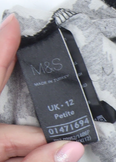Marks and Spencer Women’s Black Animal Print Wrap Dress Size 12 Petite
