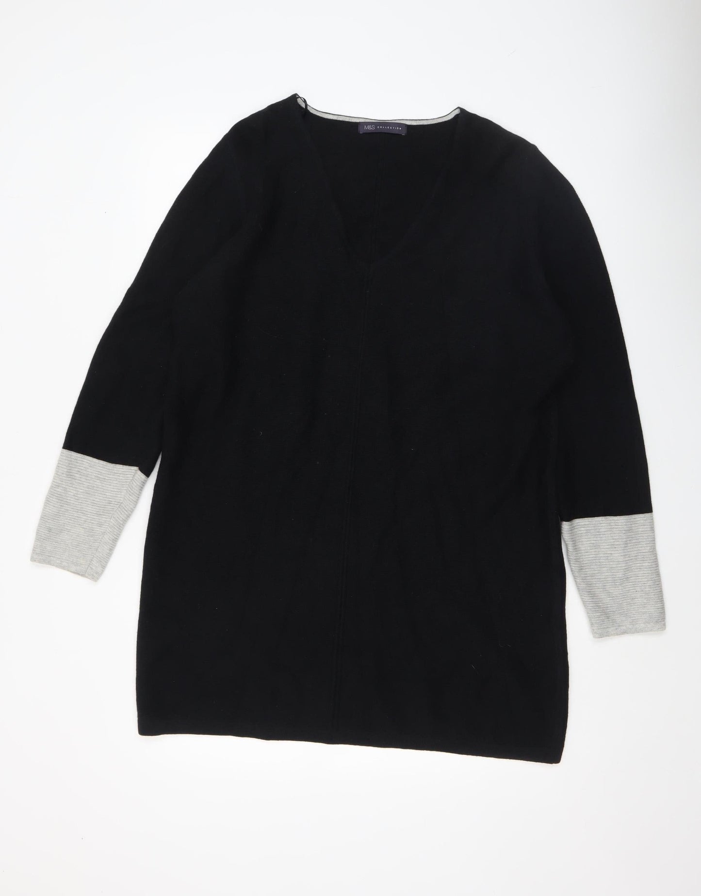 Marks and Spencer Women’s Black V-Neck Tunic Jumper Size 16