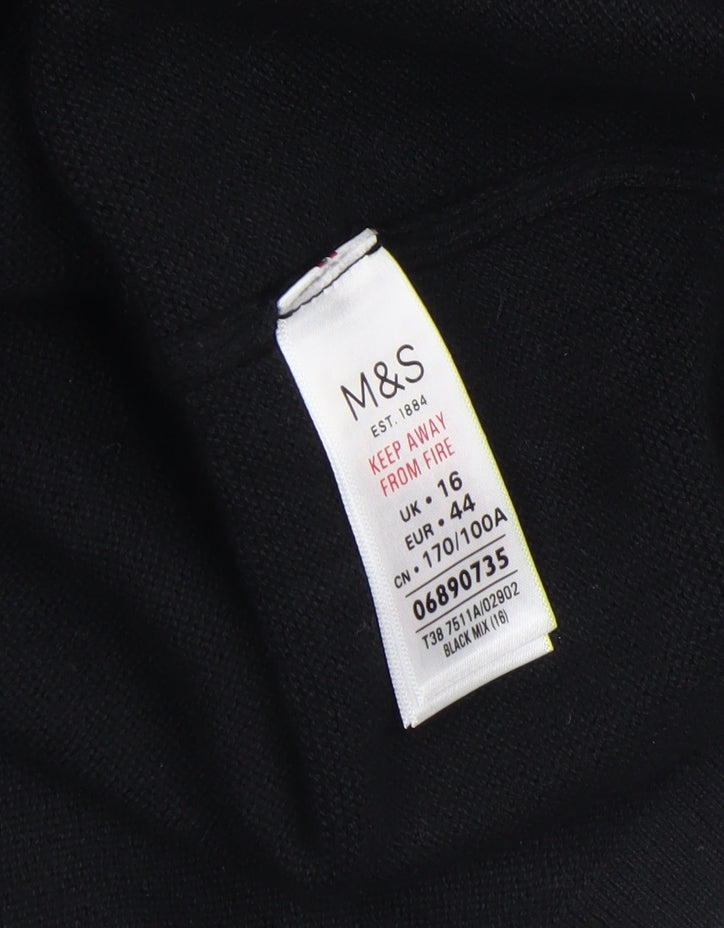 Marks and Spencer Women’s Black V-Neck Tunic Jumper Size 16