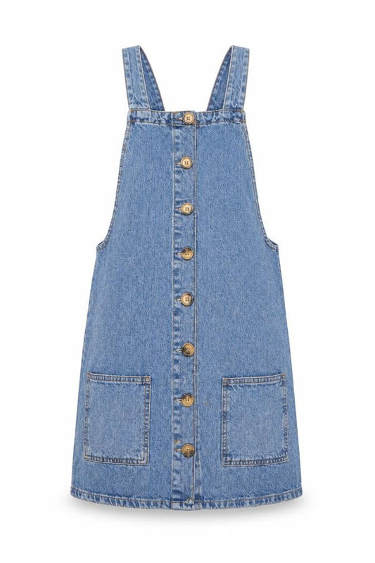Denim Co Women's Blue Denim Pinafore Dress UK 6 Sleeveless Button Front