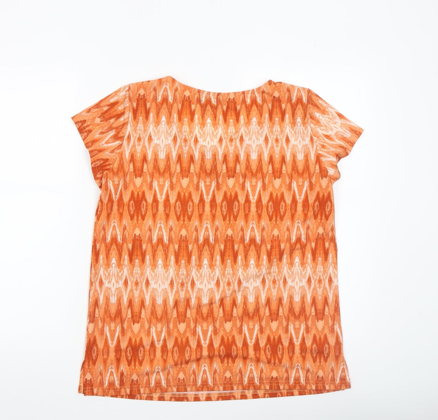 Fransa Women's Orange Geometric T-Shirt Small Short Sleeve Cotton