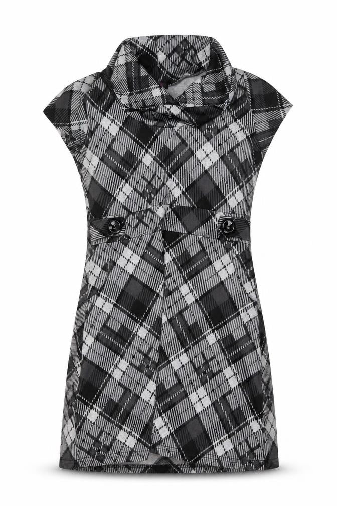Stella Morgan Women's Black Check Shift Dress Size 12 Cowl Neck Stretch