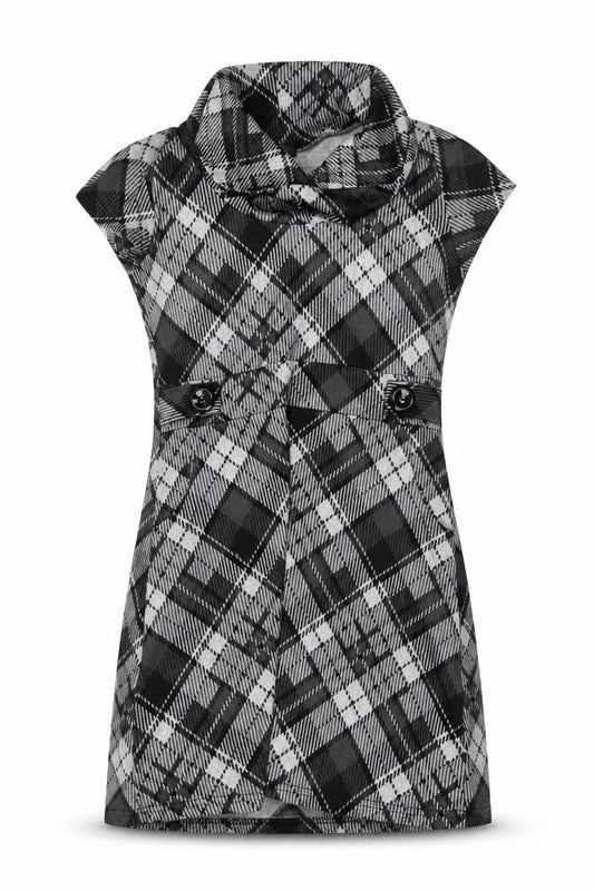 Stella Morgan Women's Black Check Shift Dress Size 12 Cowl Neck Stretch