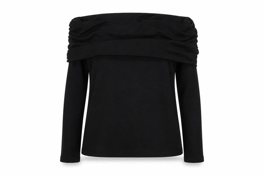 River Island Womens Black Off Shoulder Long Sleeve Blouse Size 14
