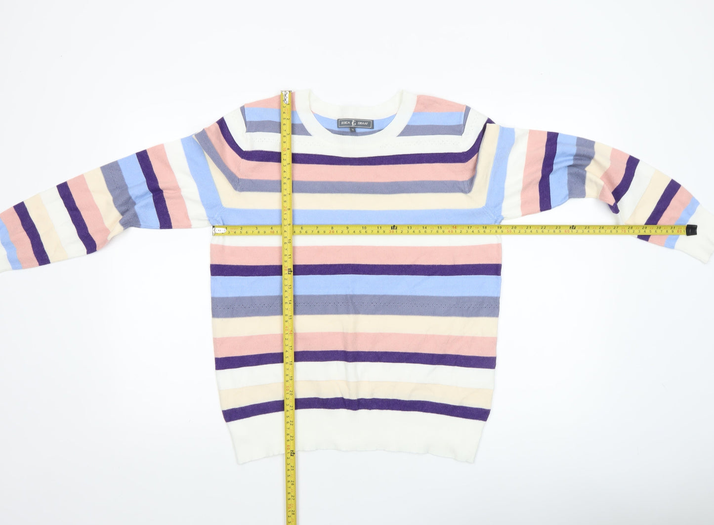 Jessica Graaf Womens Multicoloured Striped Crew Neck Jumper Medium