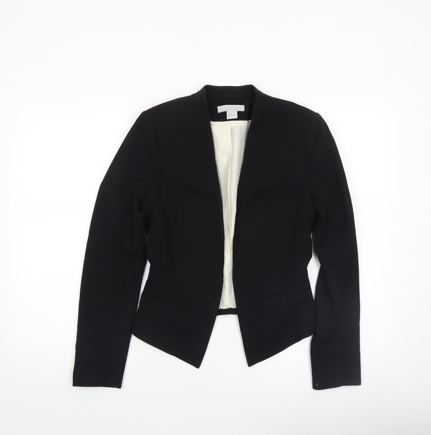 H&M Women Black Blazer Jacket UK 6 - Lined Tailored Stretch Fit