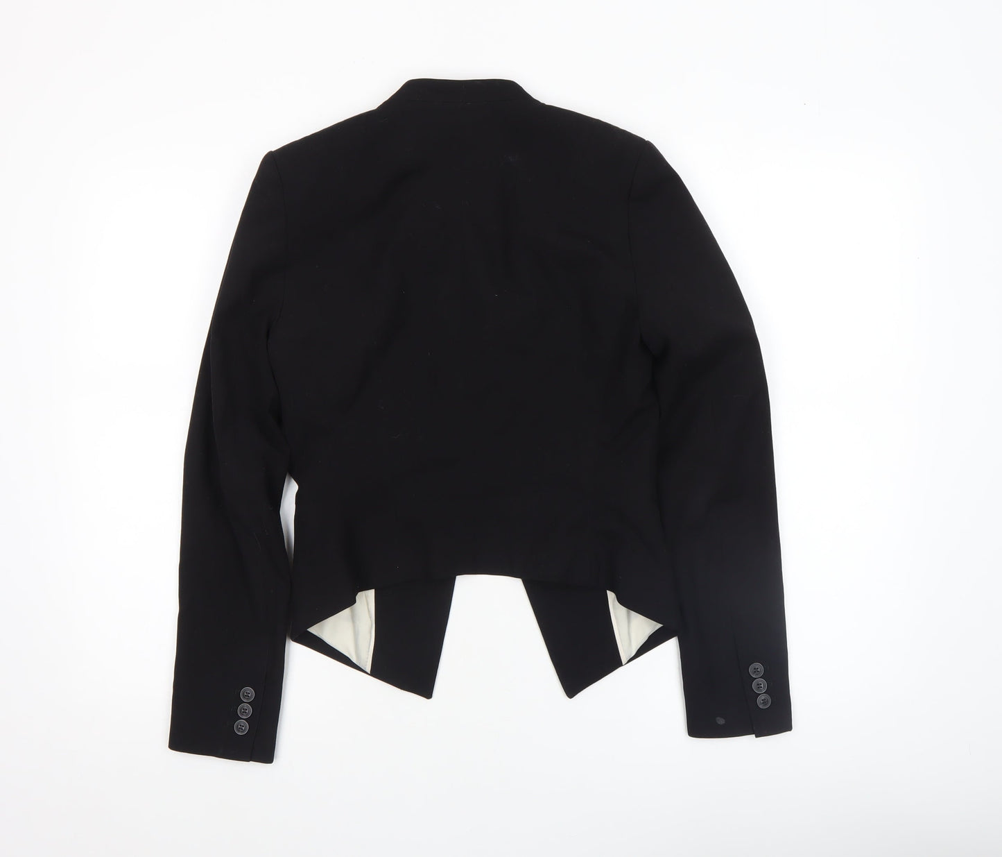 H&M Women Black Blazer Jacket UK 6 - Lined Tailored Stretch Fit