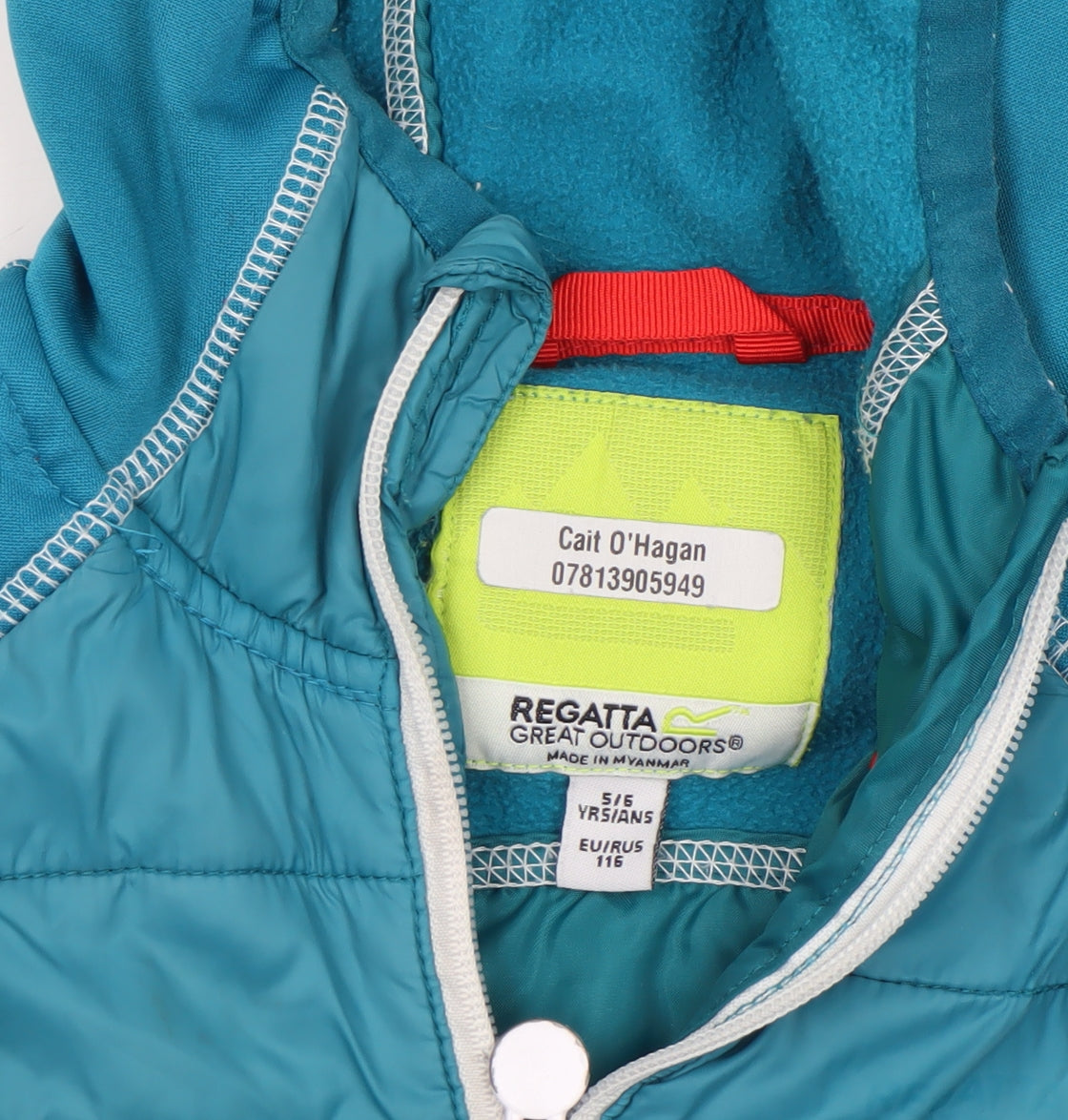 Regatta Boys Blue Full Zip Hooded Hoodie 5-6 Years Softshell Jacket
