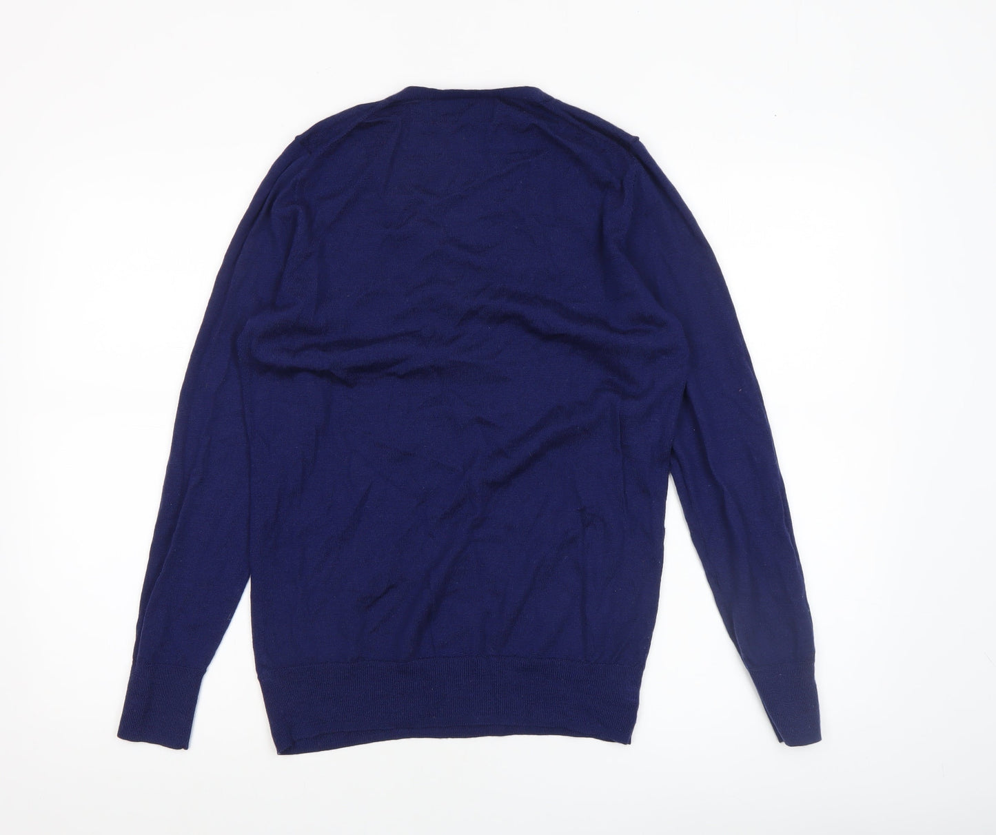 Paul Costelloe Men’s Blue Merino Wool V-Neck Jumper Medium