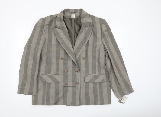 Amari Women Taupe Checked Double-Breasted Blazer Size 20