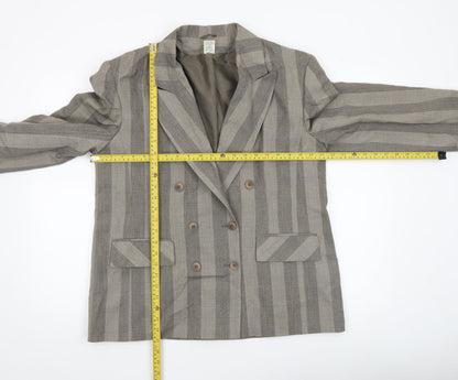 Amari Women Taupe Checked Double-Breasted Blazer Size 20