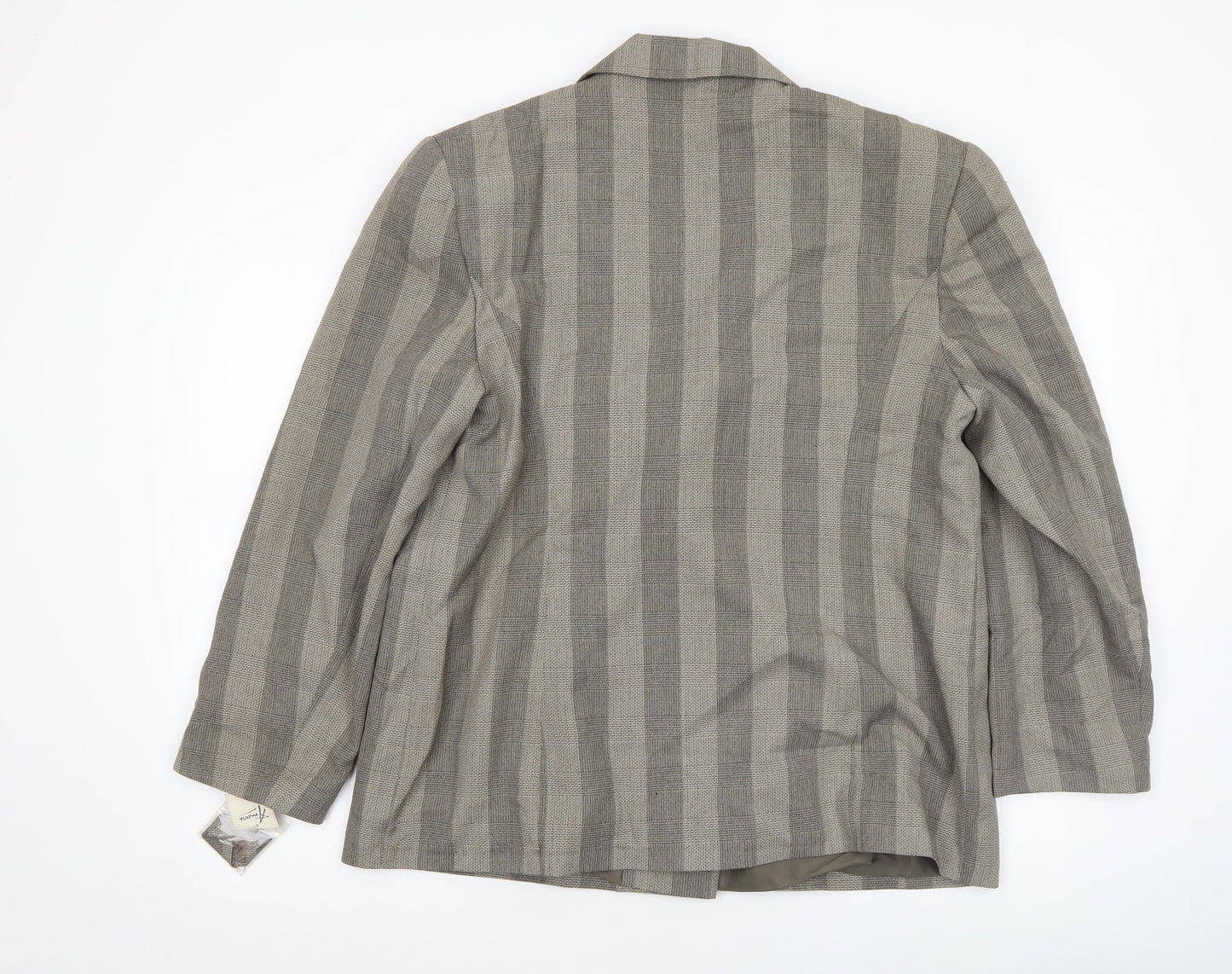 Amari Women Taupe Checked Double-Breasted Blazer Size 20
