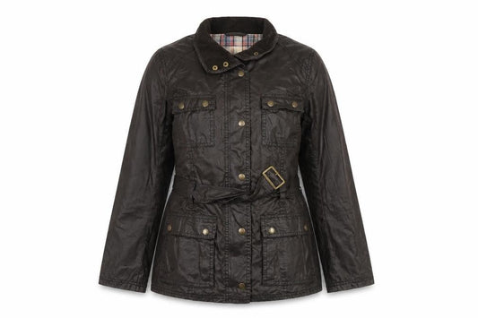 H&M L.O.G.G. Women's Brown Waxed Cotton Belted Field Jacket Size 10