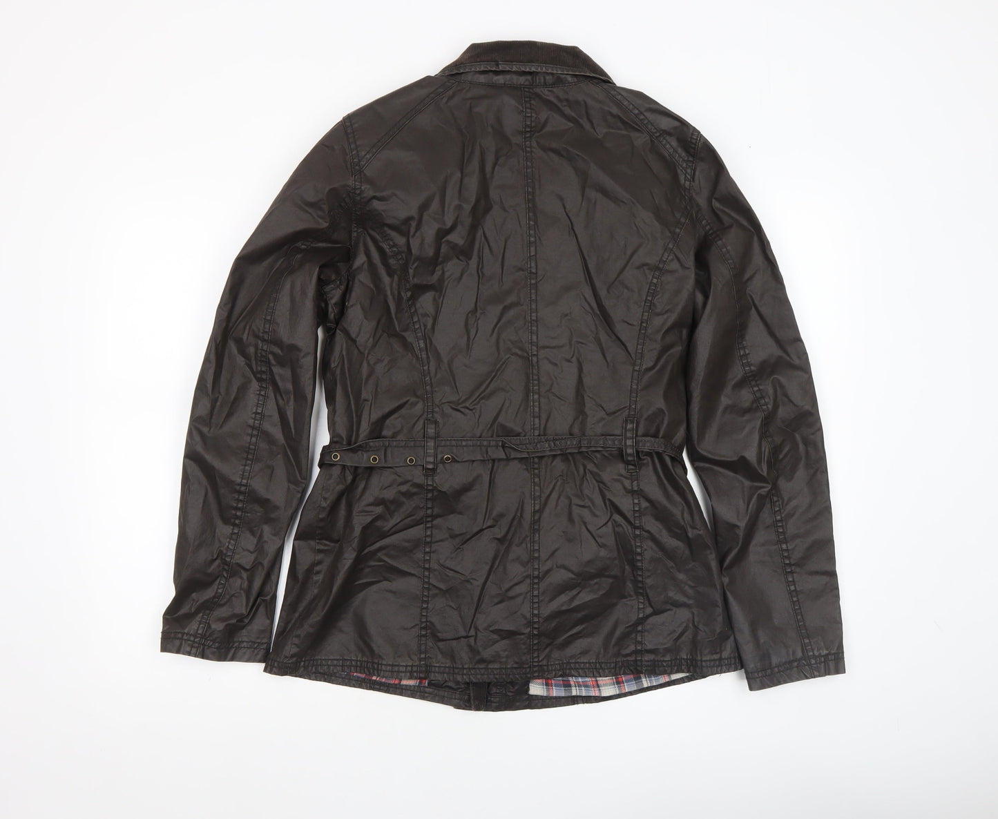 H&M L.O.G.G. Women's Brown Waxed Cotton Belted Field Jacket Size 10
