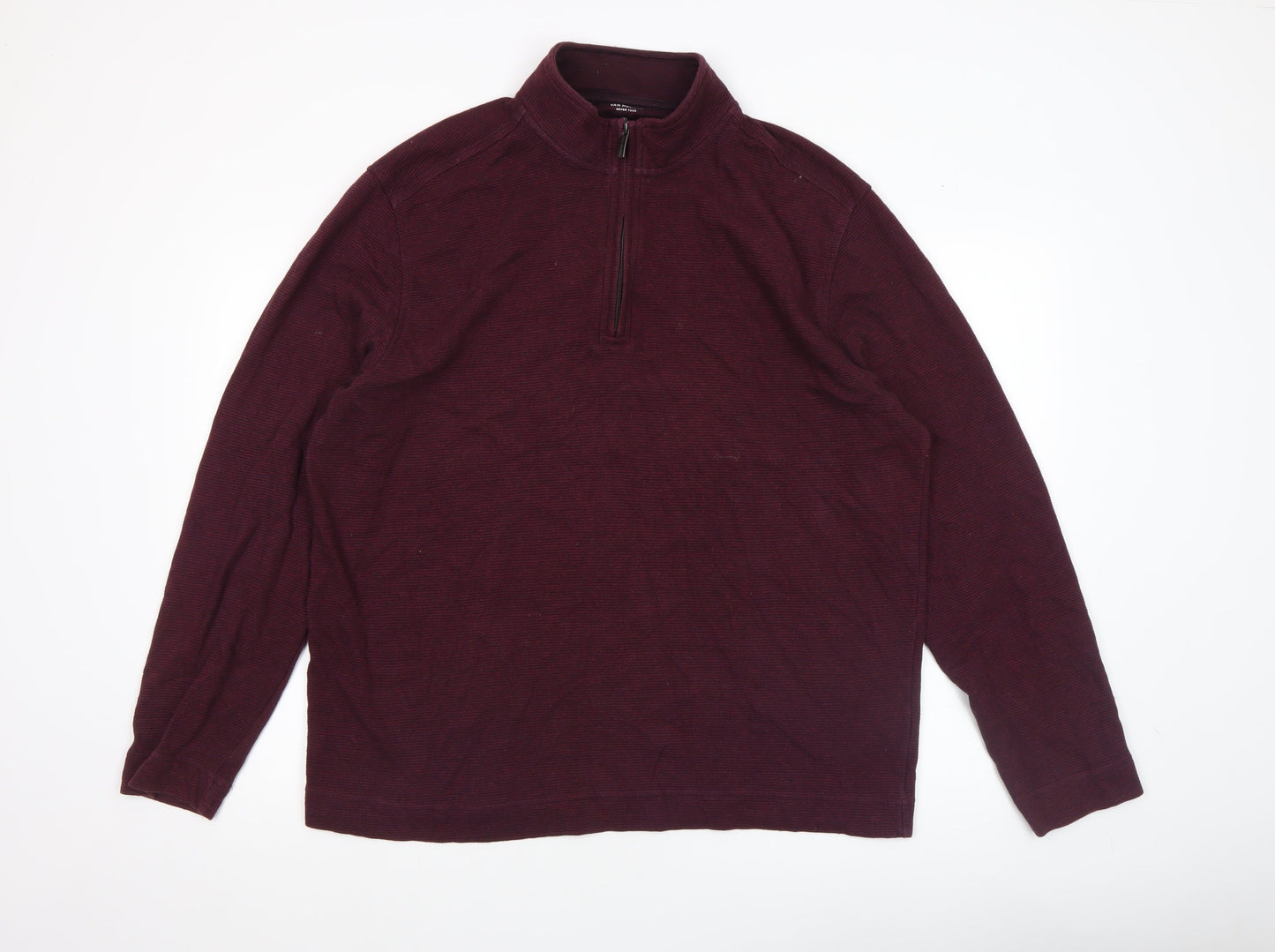 Van Heusen Men's Red XL Classic Fit 1/4 Zip Sweatshirt